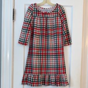 Tahari Red & Green Flannel Nightgown Sleep 7/8 EUC Holiday